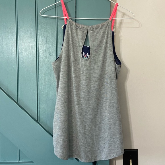 Xhilaration Womens Top sz M Blue Gray Aztec Boho Sleeveless Keyhole Back - Picture 4 of 8
